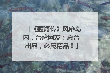 《藏海传》风靡岛内，台湾网友：总台出品，必属精品！