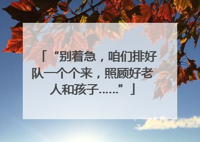 “别着急，咱们排好队一个个来，照顾好老人和孩子……”