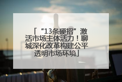 “13条硬招”激活市场主体活力！聊城深化改革构建公平透明市场环境