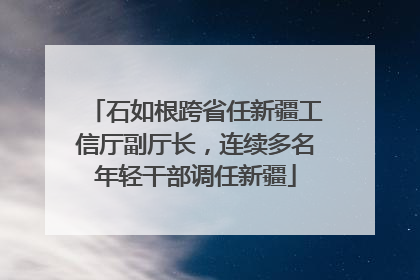 石如根跨省任新疆工信厅副厅长，连续多名年轻干部调任新疆