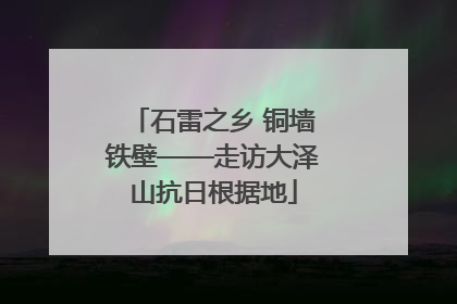 石雷之乡 铜墙铁壁——走访大泽山抗日根据地