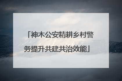 神木公安精耕乡村警务提升共建共治效能