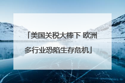 美国关税大棒下 欧洲多行业恐陷生存危机