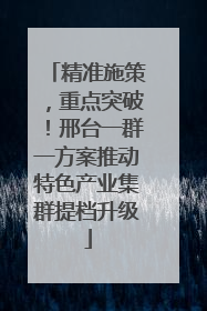 精准施策，重点突破！邢台一群一方案推动特色产业集群提档升级