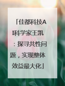 佳都科技AI科学家王凯：探寻共性问题，实现整体效益最大化