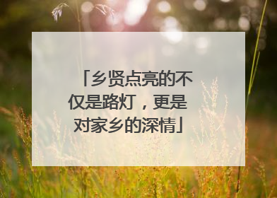 乡贤点亮的不仅是路灯，更是对家乡的深情