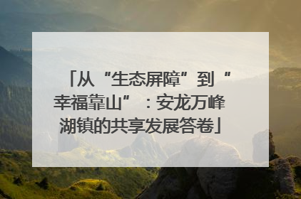 从“生态屏障”到“幸福靠山”：安龙万峰湖镇的共享发展答卷