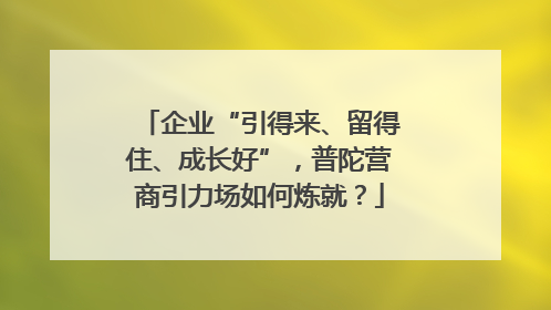 企业“引得来、留得住、成长好”，普陀营商引力场如何炼就？