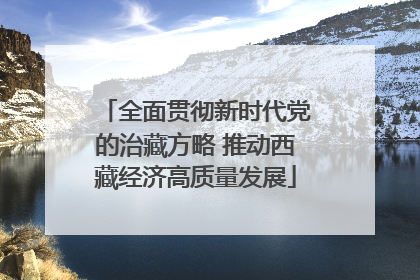 全面贯彻新时代党的治藏方略 推动西藏经济高质量发展