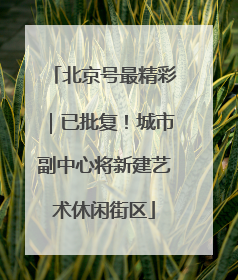 北京号最精彩｜已批复！城市副中心将新建艺术休闲街区