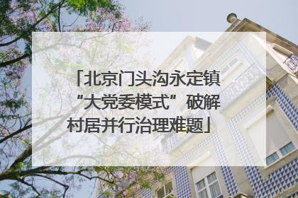 北京门头沟永定镇“大党委模式”破解村居并行治理难题