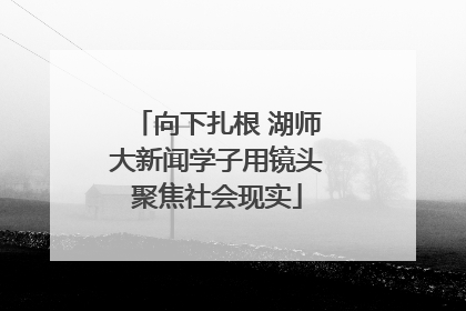 向下扎根 湖师大新闻学子用镜头聚焦社会现实