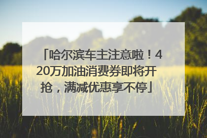 哈尔滨车主注意啦！420万加油消费券即将开抢，满减优惠享不停