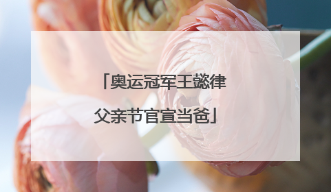 奥运冠军王懿律父亲节官宣当爸