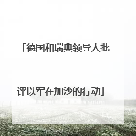 德国和瑞典领导人批评以军在加沙的行动