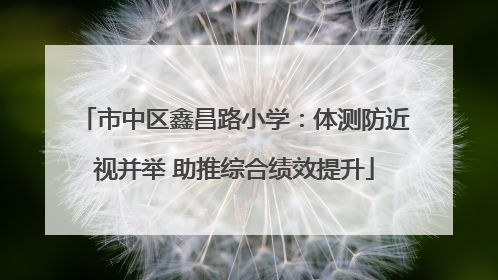 市中区鑫昌路小学：体测防近视并举 助推综合绩效提升