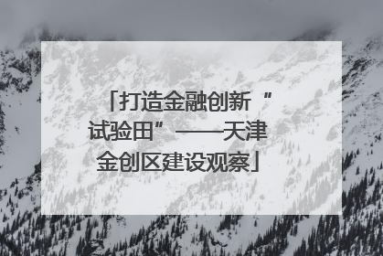 打造金融创新“试验田”——天津金创区建设观察