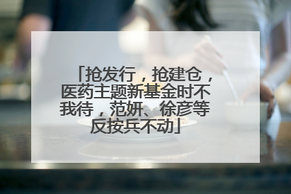 抢发行，抢建仓，医药主题新基金时不我待，范妍、徐彦等反按兵不动