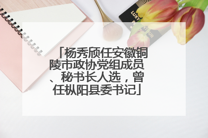 杨秀颀任安徽铜陵市政协党组成员、秘书长人选，曾任枞阳县委书记