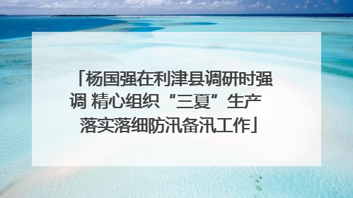 杨国强在利津县调研时强调 精心组织“三夏”生产 落实落细防汛备汛工作