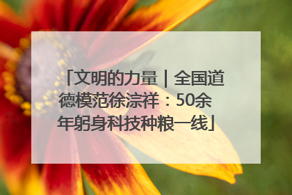 文明的力量｜全国道德模范徐淙祥：50余年躬身科技种粮一线