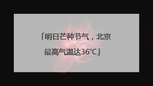明日芒种节气，北京最高气温达36℃