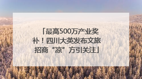最高500万产业奖补！四川大英发布文旅招商“凉”方引关注