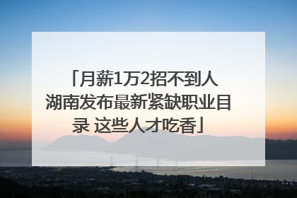 月薪1万2招不到人 湖南发布最新紧缺职业目录 这些人才吃香