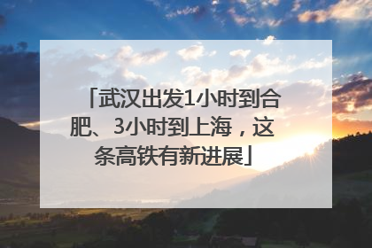 武汉出发1小时到合肥、3小时到上海，这条高铁有新进展