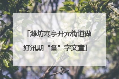 潍坊寒亭开元街道做好汛期“备”字文章