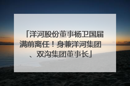 洋河股份董事杨卫国届满前离任！身兼洋河集团、双沟集团董事长