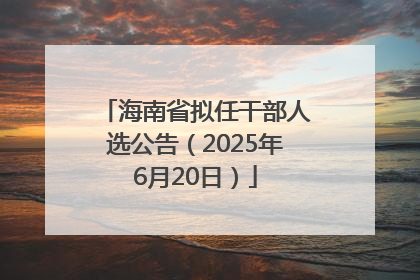 海南省拟任干部人选公告（2025年6月20日）