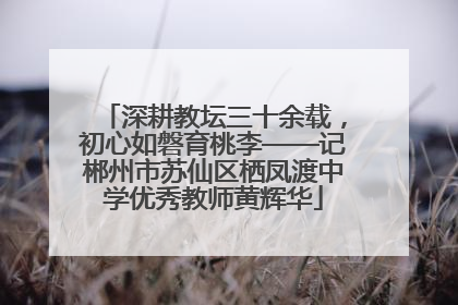 深耕教坛三十余载，初心如磐育桃李——记郴州市苏仙区栖凤渡中学优秀教师黄辉华