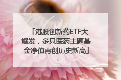 港股创新药ETF大爆发，多只医药主题基金净值再创历史新高