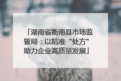 湖南省衡南县市场监管局：以精准“处方”助力企业高质量发展