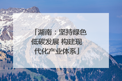 湖南：坚持绿色低碳发展 构建现代化产业体系