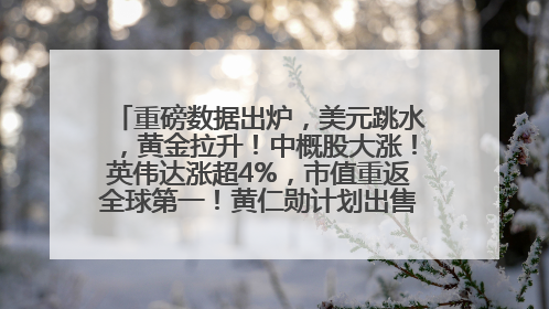 重磅数据出炉，美元跳水，黄金拉升！中概股大涨！英伟达涨超4%，市值重返全球第一！黄仁勋计划出售至多600万股股票