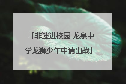 非遗进校园 龙泉中学龙狮少年申请出战