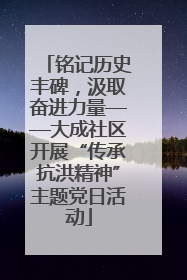 铭记历史丰碑，汲取奋进力量——大成社区开展“传承抗洪精神”主题党日活动