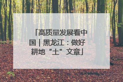 高质量发展看中国｜黑龙江：做好耕地“土”文章